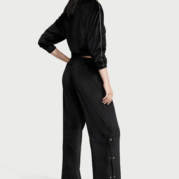 Victoria's Secret Velour Diamante Wide-Leg Snap Lounge Pants - Picture 2 of 5